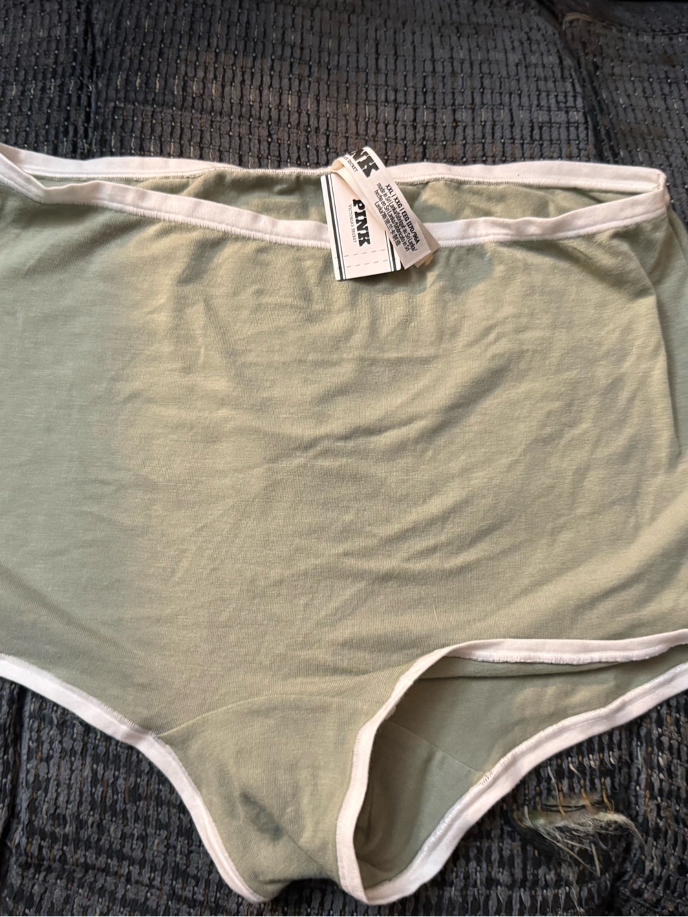 NWT vs PINK High-Waist Cotton Briefs - Sage Green with White Trim size xxl